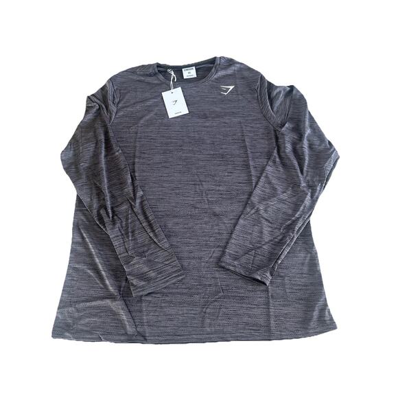 Gymshark Men’s Arrival Marl Long Sleeve T-Shirt Black Silhouette Grey Marl XXL - Picture 2 of 7